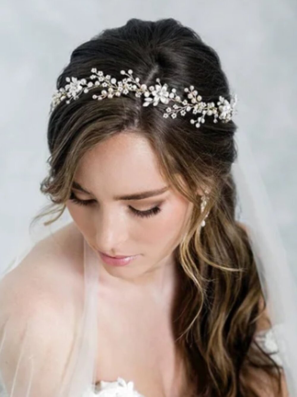 Bridal Headband Bel Aire 2121 Gold/Ivory NWT